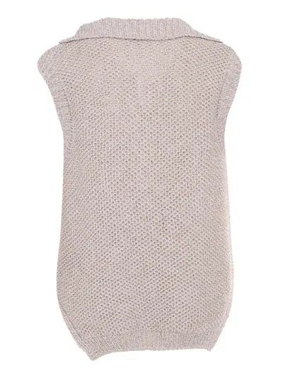 Fay Textured Knit Gilet In Gray