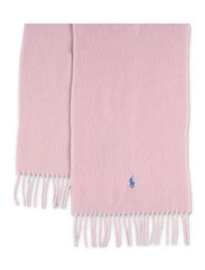Polo Ralph Lauren Wool Scarf With Fringe Trim And Logo In Multi