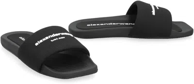 Alexander Wang Padded Logo Pool Slide Sandals Shoes In Black