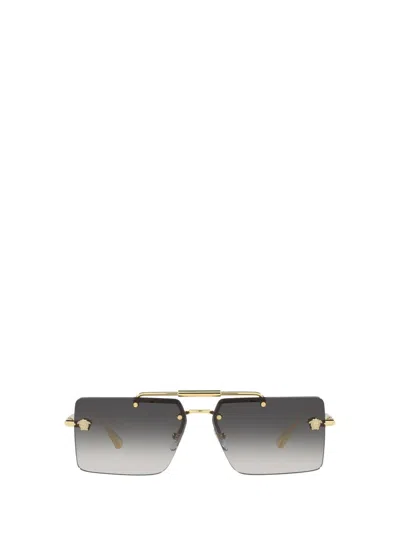 Versace Womens Ve2245 Rectangular-frame Metal Sunglasses Gold In Black