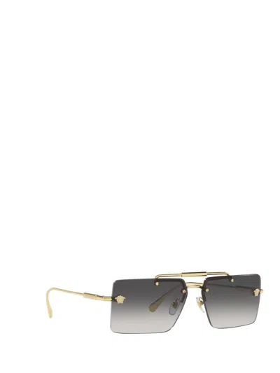Versace Womens Ve2245 Rectangular-frame Metal Sunglasses Gold In Black