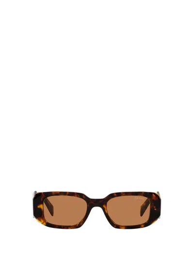 Prada Womens Yellow Pr 17ws Rectangle-frame Acetate Sunglasses In Brown