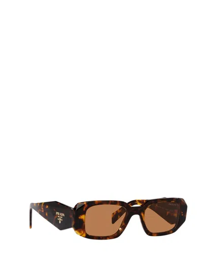 Prada Womens Yellow Pr 17ws Rectangle-frame Acetate Sunglasses In Brown