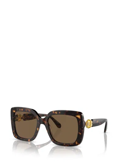 Swarovski Tortoiseshell-effect Rectangle-frame Sunglasses In Brown