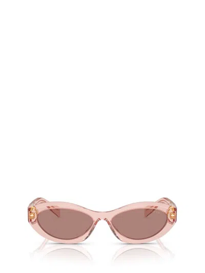 Prada Transparent Peach Acetate Sunglasses In Pink