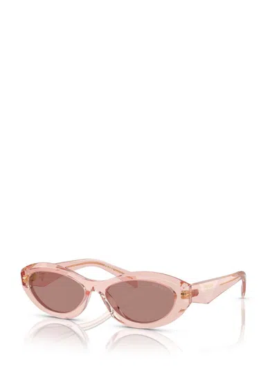 Prada Transparent Peach Acetate Sunglasses In Pink