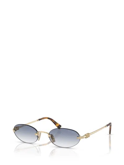 Miu Miu Womens Gold Mu A54s Oval-frame Metal Sunglasses In Blue