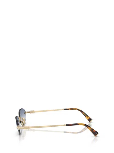 Miu Miu Womens Gold Mu A54s Oval-frame Metal Sunglasses In Blue