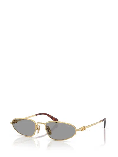 Miu Miu Logo Lettering Oval Sunglasses In Gray