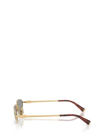 Miu Miu Logo Lettering Oval Sunglasses In Gray