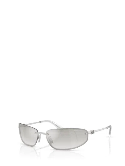 Miu Miu A50s Rimless Oval Metal Sunglasses In Silver