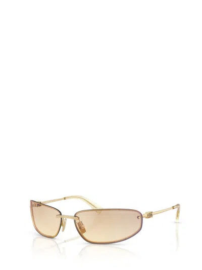 Miu Miu Womens Gold Mu A50s Oval-frame Metal Sunglasses In Yellow Gradient Silver