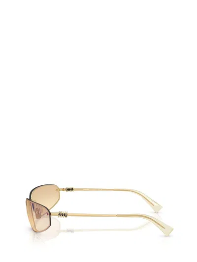 Miu Miu Womens Gold Mu A50s Oval-frame Metal Sunglasses In Yellow Gradient Silver