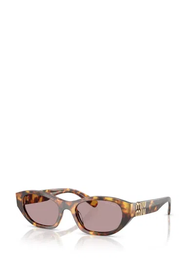 Miu Miu Womens Brown Mu A03s Irregular-frame Tortoise Acetate Sunglasses