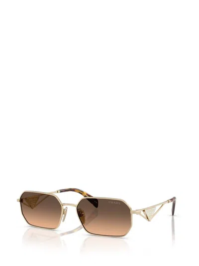 Prada 58mm Gradient Rectangular Sunglasses In Pale Gold
