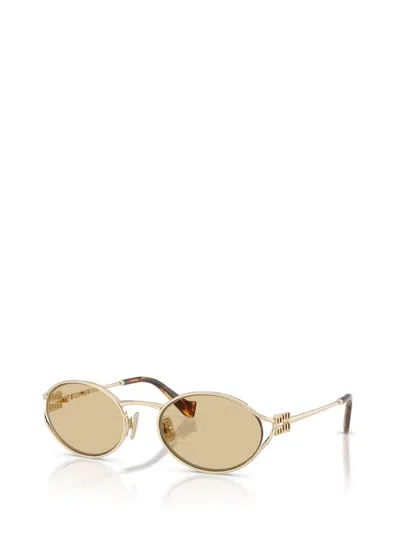 Miu Miu Mu 52ys Metal Oval Sunglasses In Brown