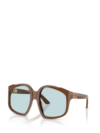 Miu Miu Womens Brown Mu A07s Irregular-frame Acetate Sunglasses