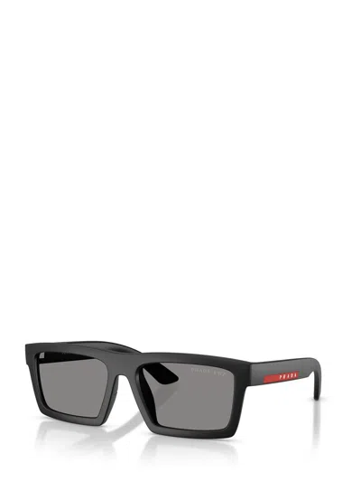 Prada Linea Rossa 55mm Rectangular Sunglasses In Black