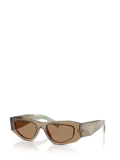 Prada Symbole Rectangular-frame Sunglasses In Brown