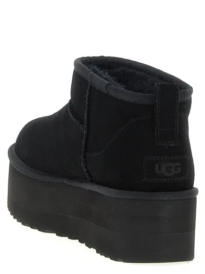 Ugg Classic Mini Platform Black Ankle Boots With Platform In Suede Woman In Black