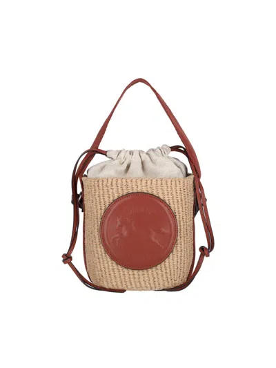 Chloé Horse Medallion Paper Bucket Bag In Sepia Brown