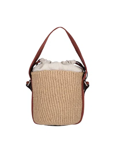 Chloé Horse Medallion Paper Bucket Bag In Sepia Brown