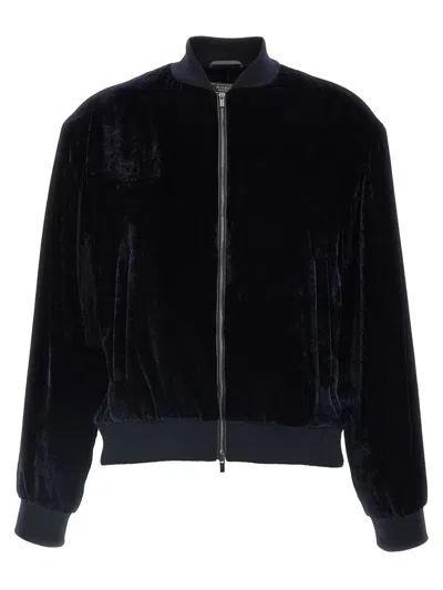 Peserico Washed Viscose Velvet Bomber Sweatshirt In Black