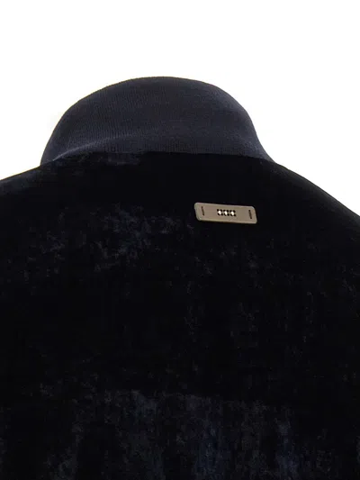 Peserico Washed Viscose Velvet Bomber Sweatshirt In Black