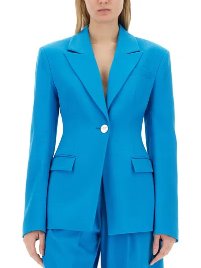 Attico Blue Single-breasted Blazer In Blue