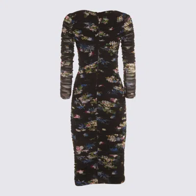 Blumarine Multicolor Midi Dress In Black