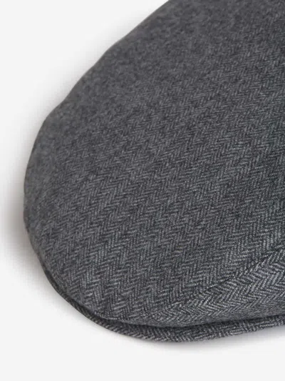 Muhlbauer James Herringbone-pattern Beret In Gray