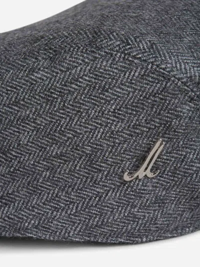 Muhlbauer James Herringbone-pattern Beret In Gray