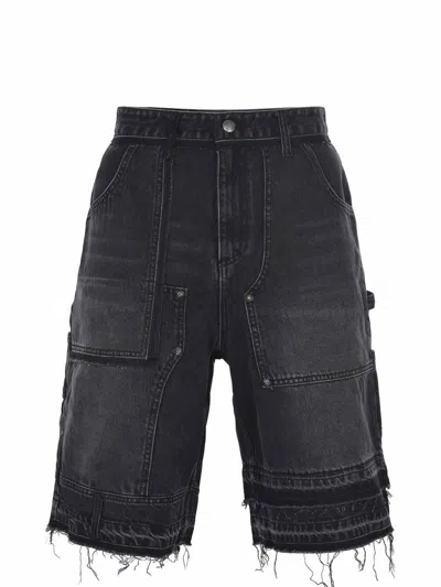 Andersson Bell Patchwork Denim Shorts In Black