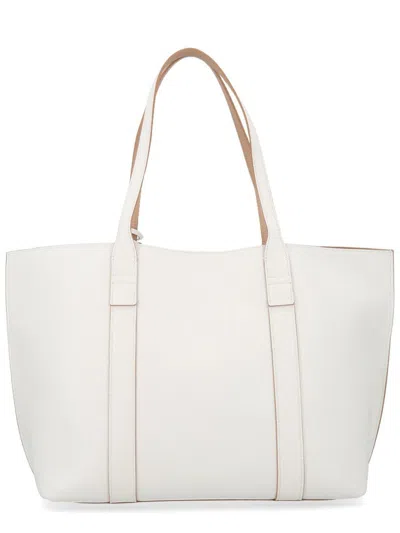 Hogan Script Shopping Tote Bag Top Handles Strap In White