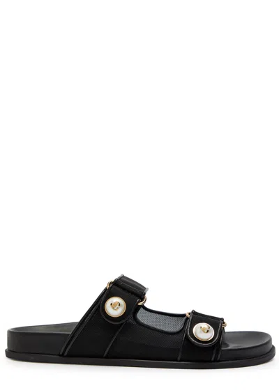 Jimmy Choo Double Strap Embellished Buttons Sandals In Black