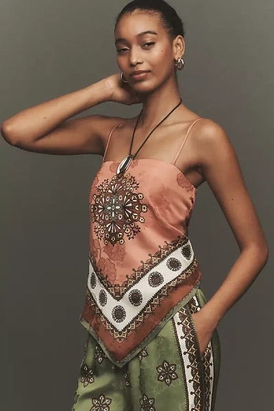 Alemais Contina Printed Satin-jacquard Top In Brown