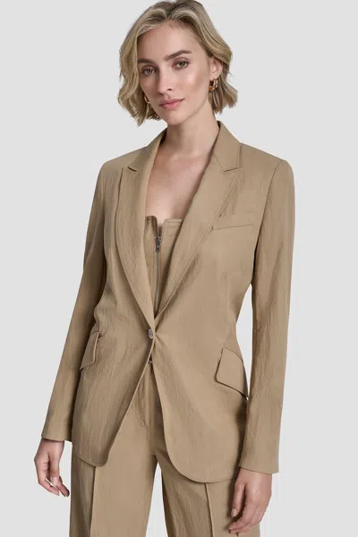Dkny Zigzag Stitch Blazer In Brown