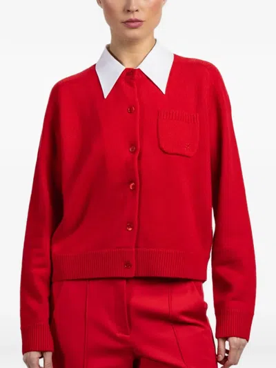 Dorothee Schumacher Cardigan With Contrast Collar In Red