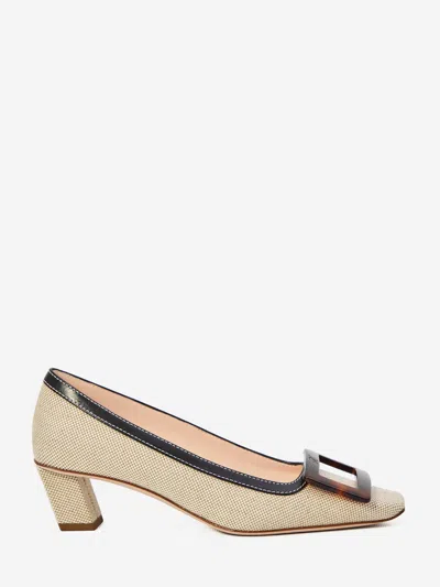 Roger Vivier Belle Vivier Décolleté In Canvas In Neutral