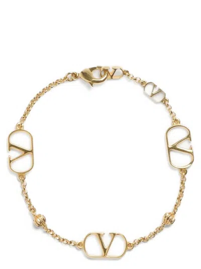 Valentino Garavani Mini Gold-tone Chain With Knurled Sphere And Signature Detail In Gold