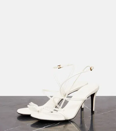 Khaite Loop Bead-embellished Leather Sandals In White