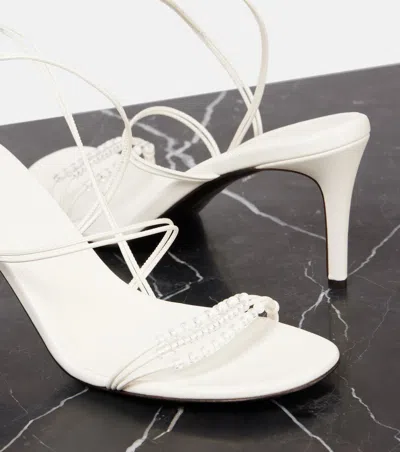 Khaite Loop Bead-embellished Leather Sandals In White