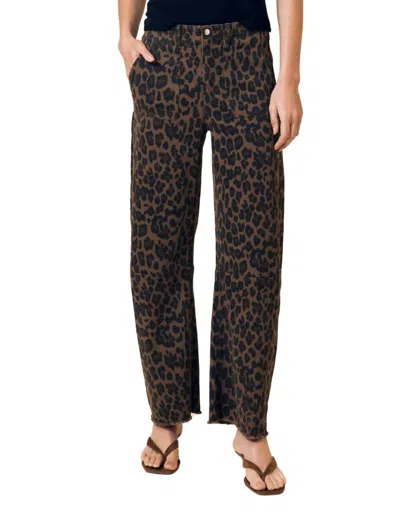 Le Jean Utility Soft Barrel Jeans In Dark Leopard In Multi