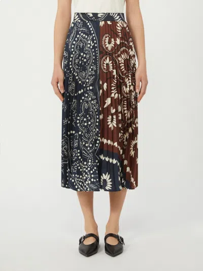 Weekend Max Mara Pleated Midi Skirt In Blue