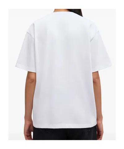 Ganni Womens Bright White Tiger-print Round-neck Cotton-jersey T-shirt Xl