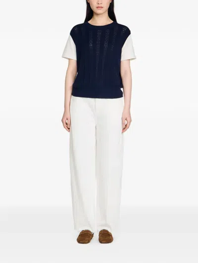 Sandro Layered-effect T-shirt In Blue