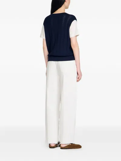 Sandro Layered-effect T-shirt In Blue