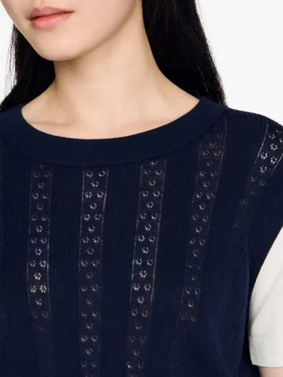 Sandro Layered-effect T-shirt In Blue