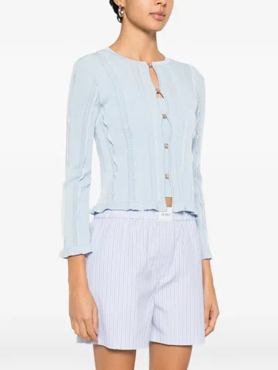 Maje Buttoned Cardigan Set In Blue