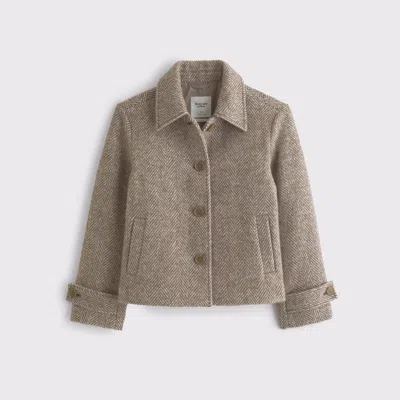 Abercrombie & Fitch Short Wool-blend Coat In Brown